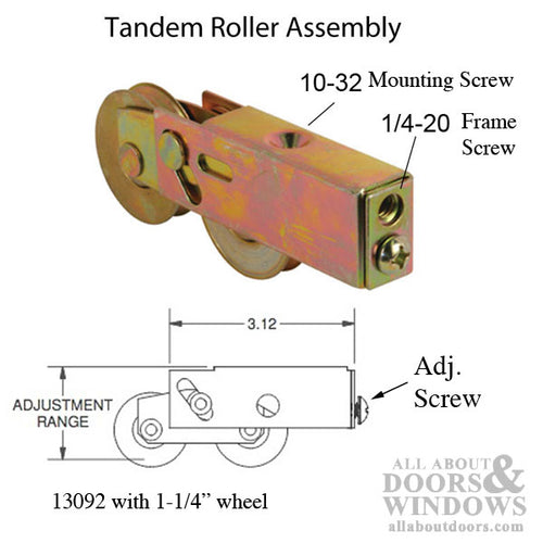 Ultra C2 Roller Assembly for Sliding Patio Doors Steel Housing 1.25 Inch Steel Ball Bearing Wheel Diameter - Ultra C2 Roller Assembly for Sliding Patio Doors Steel Housing 1.25 Inch Steel Ball Bearing Wheel Diameter