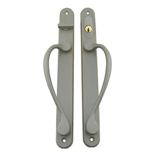 Marvin Narrow Traditional, Keyed Sliding Patio Door Handle - Satin Taupe