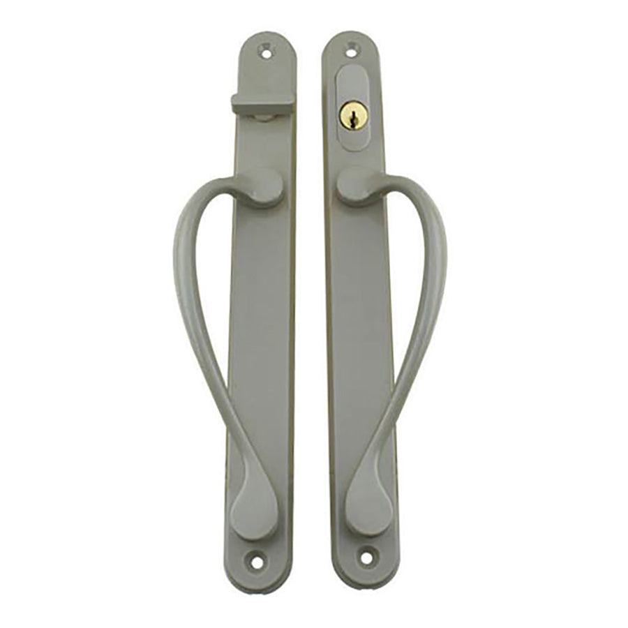 Marvin Narrow Traditional, Keyed Sliding Patio Door Handle - Satin Taupe - Marvin Narrow Traditional, Keyed Sliding Patio Door Handle - Satin Taupe
