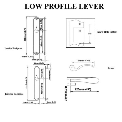 Hoppe Fixed Dummy Low Profile lever set- Pair, Right Hand -  Brushed Chrome - Hoppe Fixed Dummy Low Profile lever set- Pair, Right Hand -  Brushed Chrome