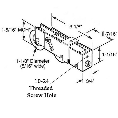 Tandem Door Roller For Vinyl Sliding Doors 1.125 Inch Steel Wheel Diameter Black Finish - Tandem Door Roller For Vinyl Sliding Doors 1.125 Inch Steel Wheel Diameter Black Finish