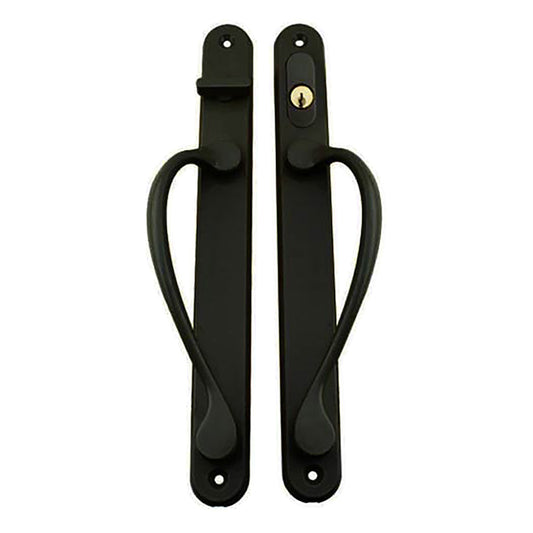 Marvin Narrow Traditional, Keyed Sliding Patio Door Handle - Matte Black