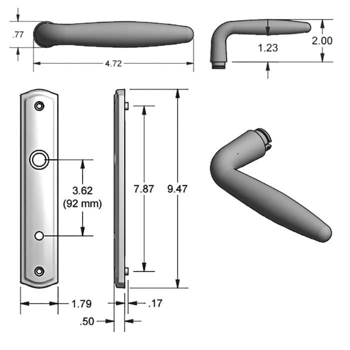 Active Keyed Handle Set 800C - for Multipoint Locks - Solid Brass - Choose Finish - Active Keyed Handle Set 800C - for Multipoint Locks - Solid Brass - Choose Finish