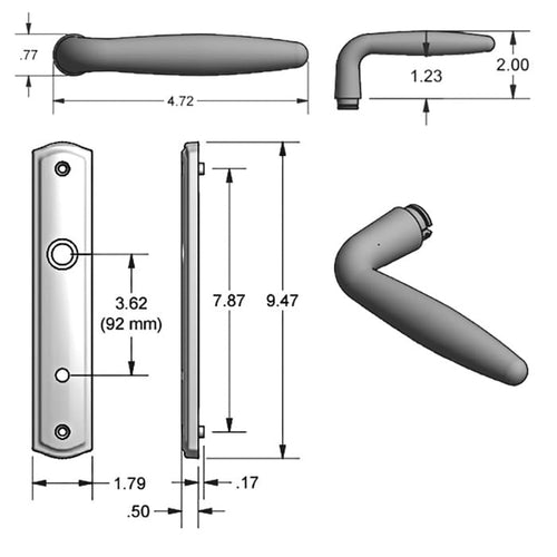 Active Keyed Handle Set 800C - for Multipoint Locks - Solid Brass - Choose Finish - Active Keyed Handle Set 800C - for Multipoint Locks - Solid Brass - Choose Finish