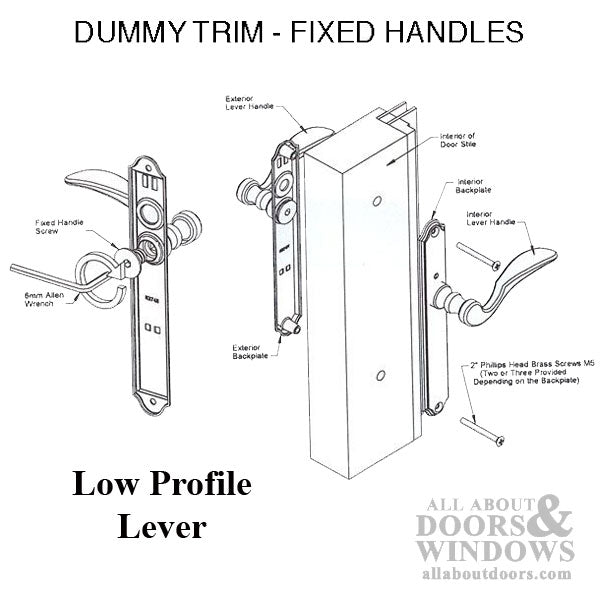 Hoppe Fixed Dummy Low Profile lever set- Pair, Right Hand -  Brushed Chrome - Hoppe Fixed Dummy Low Profile lever set- Pair, Right Hand -  Brushed Chrome