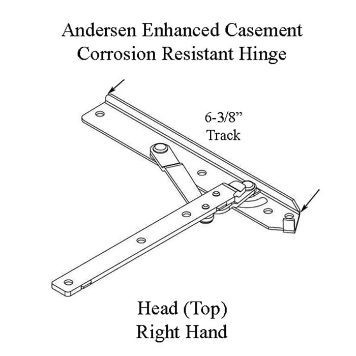Andersen 22 Inch Enhanced Casement Corrosion Resistant Straight Arm Head Hinge, Right - Andersen 22 Inch Enhanced Casement Corrosion Resistant Straight Arm Head Hinge, Right