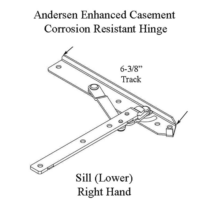 Andersen 22 Inch Enhanced Casement Corrosion Resistant Straight Arm Sill Hinge, Right - Andersen 22 Inch Enhanced Casement Corrosion Resistant Straight Arm Sill Hinge, Right