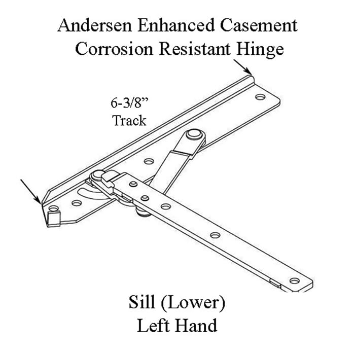 Andersen 22 Inch Enhanced Casement Corrosion Resistant Straight Arm Sill Hinge, Left - Andersen 22 Inch Enhanced Casement Corrosion Resistant Straight Arm Sill Hinge, Left