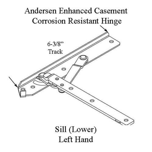 Andersen 22 Inch Enhanced Casement Corrosion Resistant Straight Arm Sill Hinge, Left - Andersen 22 Inch Enhanced Casement Corrosion Resistant Straight Arm Sill Hinge, Left