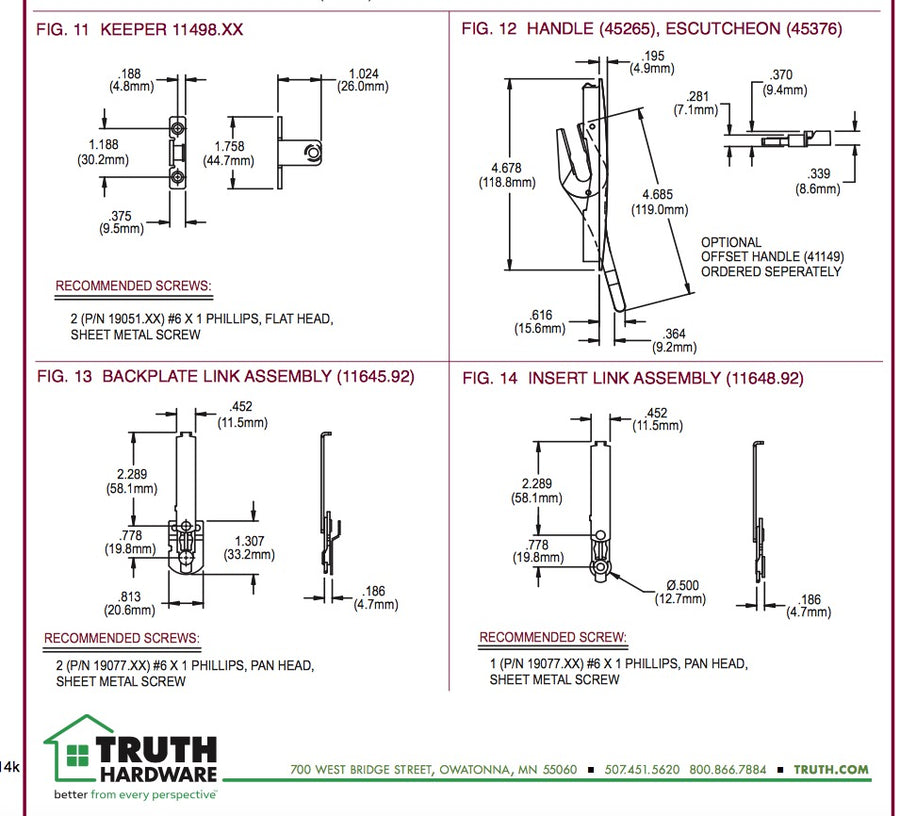 Insert  Link  Assembly; Multipoint Lock windows, Truth # 11648.92 - Insert  Link  Assembly; Multipoint Lock windows, Truth # 11648.92