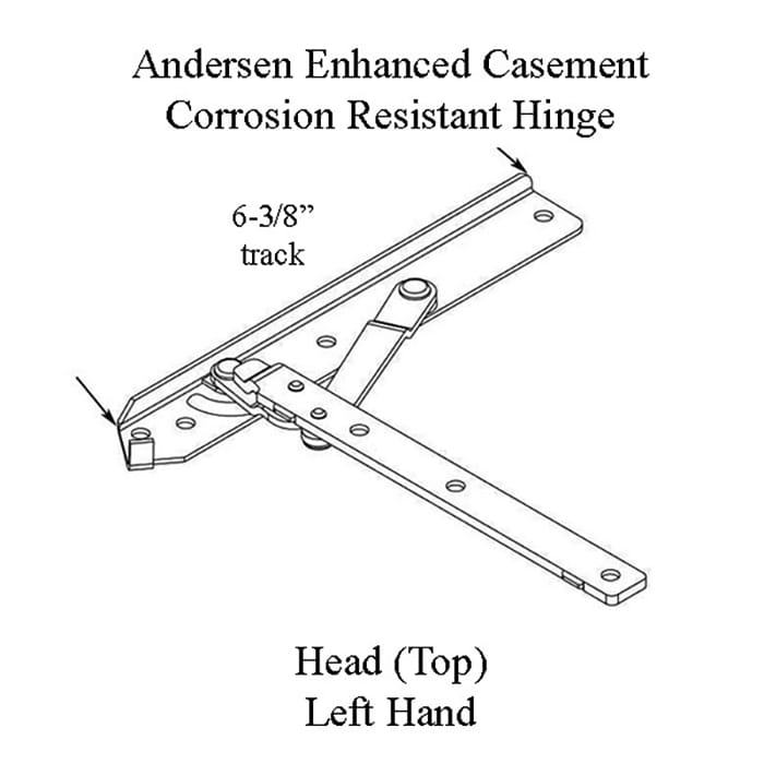 Andersen 22 Inch Enhanced Casement Corrosion Resistant Straight Arm Head Hinge, Left - Andersen 22 Inch Enhanced Casement Corrosion Resistant Straight Arm Head Hinge, Left