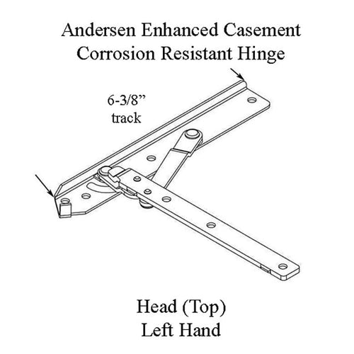 Andersen 22 Inch Enhanced Casement Corrosion Resistant Straight Arm Head Hinge, Left - Andersen 22 Inch Enhanced Casement Corrosion Resistant Straight Arm Head Hinge, Left