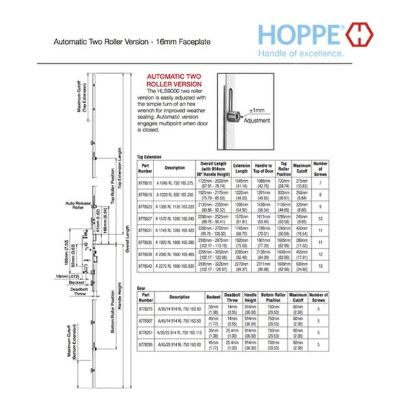 16mm Automatic 2 Roller Gear, 35/92, Roller at 29.53 Inch, 37 Inch Handle Height - 16mm Automatic 2 Roller Gear, 35/92, Roller at 29.53 Inch, 37 Inch Handle Height