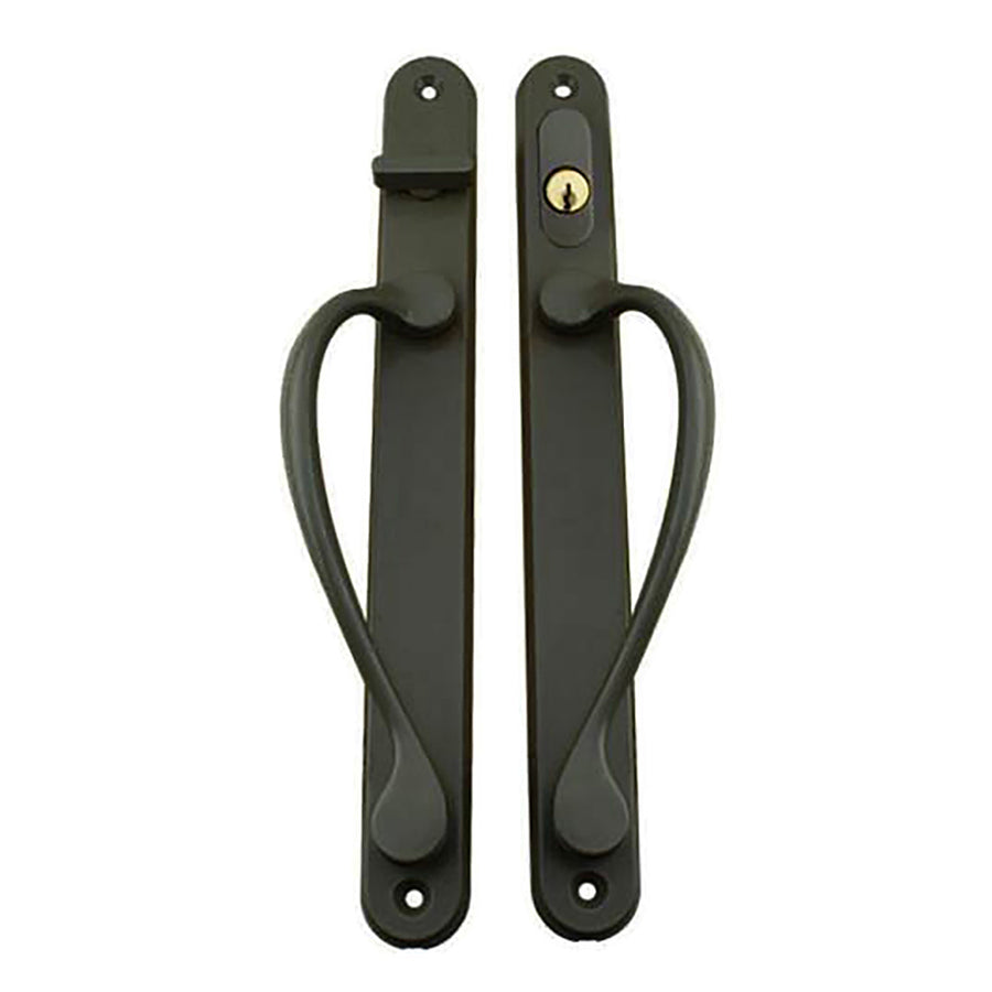 Marvin Narrow Traditional, Keyed Sliding Patio Door Handle - Dark Bronze - Marvin Narrow Traditional, Keyed Sliding Patio Door Handle - Dark Bronze