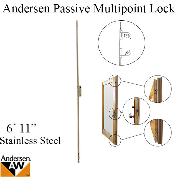 Andersen Passive 2-Point Shootbolt lock 79-1/4 inch FWH611 Frenchwood Door - Stainless - Andersen Passive 2-Point Shootbolt lock 79-1/4 inch FWH611 Frenchwood Door - Stainless