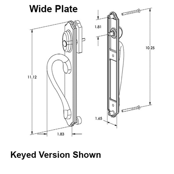 Ashland Inspiration Sliding Glass Patio Door Handle Non Keyed Wide Arch Plate Sliding Door Handle - Ashland Inspiration Sliding Glass Patio Door Handle Non Keyed Wide Arch Plate Sliding Door Handle
