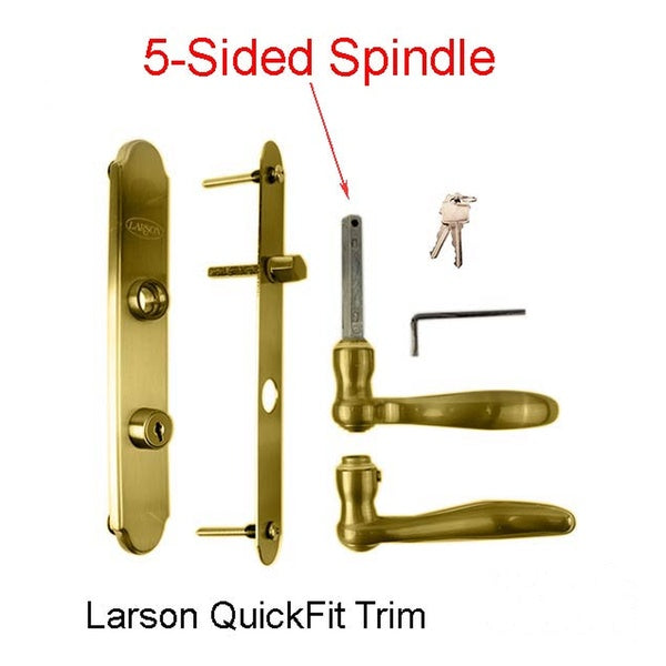 Larson QuickFit Storm Door Handle for 5 Sided Spindle Mortise - American Cylinder - Larson QuickFit Storm Door Handle for 5 Sided Spindle Mortise - American Cylinder