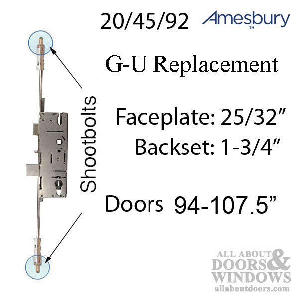20mm Adjustable  45/92 Shootbolt Replacement, Doors 94
