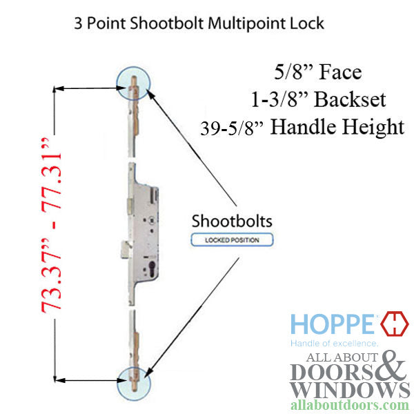 Replacement Kit for 76.3 - 80.3 inch Fuhr Shootbolt Multipoint Lock, 39-1/2 inch Handle Height - Replacement Kit for 76.3 - 80.3 inch Fuhr Shootbolt Multipoint Lock, 39-1/2 inch Handle Height