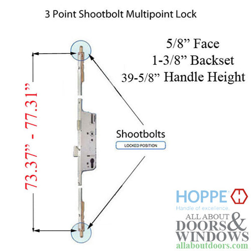 Replacement Kit for 76.3 - 80.3 inch Fuhr Shootbolt Multipoint Lock, 39-1/2 inch Handle Height - Replacement Kit for 76.3 - 80.3 inch Fuhr Shootbolt Multipoint Lock, 39-1/2 inch Handle Height