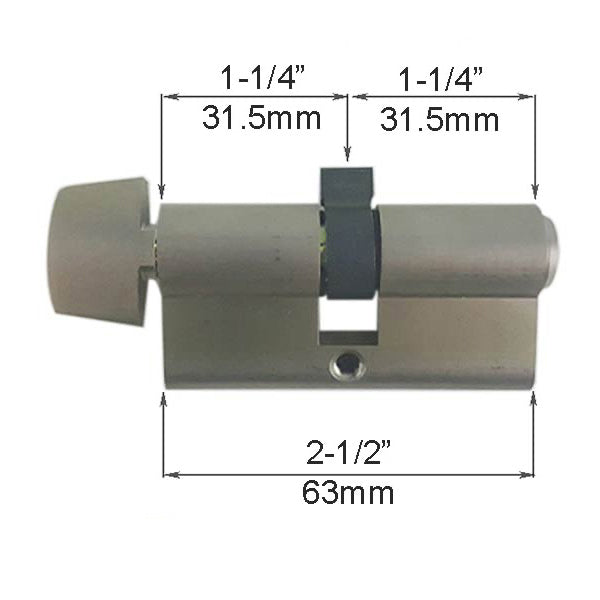 31.5/31.5 Euro profile full cylinder with 90° turn and Dallas D-knob - 31.5/31.5 Euro profile full cylinder with 90° turn and Dallas D-knob