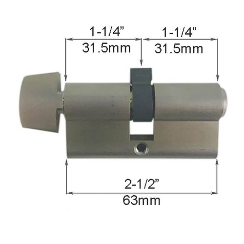 31.5/31.5 Euro profile full cylinder with 90° turn and Dallas D-knob - 31.5/31.5 Euro profile full cylinder with 90° turn and Dallas D-knob