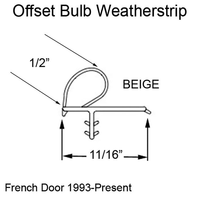 Marvin Clad Inswing Wood Door Jamb Weatherstrip V796 Bulb Frame 92-7/8