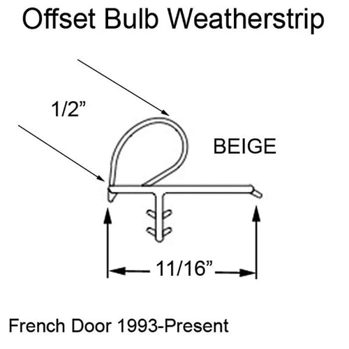Marvin Clad Inswing Wood Door Jamb Weatherstrip V796 Bulb Frame 92-7/8