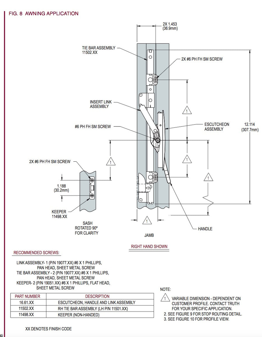 Insert  Link  Assembly; Multipoint Lock windows, Truth # 11648.92 - Insert  Link  Assembly; Multipoint Lock windows, Truth # 11648.92