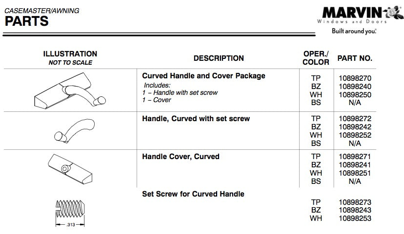 Marvin Handle for Casement or Awning Windows - Satin Taupe - Marvin Handle for Casement or Awning Windows - Satin Taupe