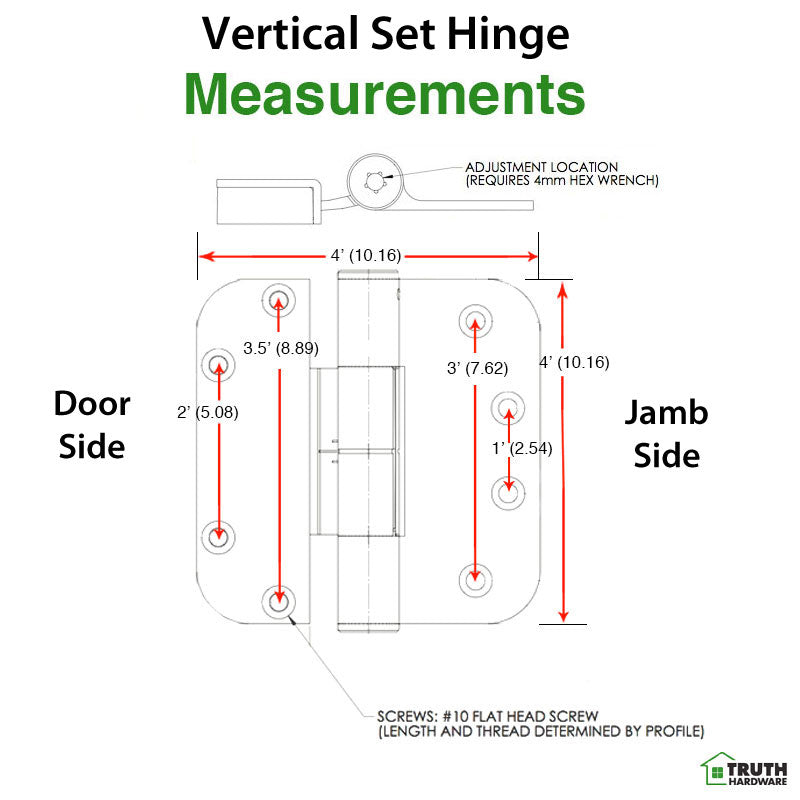 Truth Sentry Hinged Door Adjustable Set Hinge, LHO / RHI, 4 x 4 inches - Truth Sentry Hinged Door Adjustable Set Hinge, LHO / RHI, 4 x 4 inches
