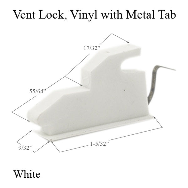 Plastic Vent Lock with Metal Tab For Double Hung and Single Hung Window 1 5/32 Inches Base - Plastic Vent Lock with Metal Tab For Double Hung and Single Hung Window 1 5/32 Inches Base