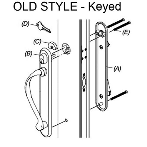 Marvin, Old Style Keyed Sliding Active Door Trim - Polished Brass - Discontinued - Marvin, Old Style Keyed Sliding Active Door Trim - Polished Brass - Discontinued
