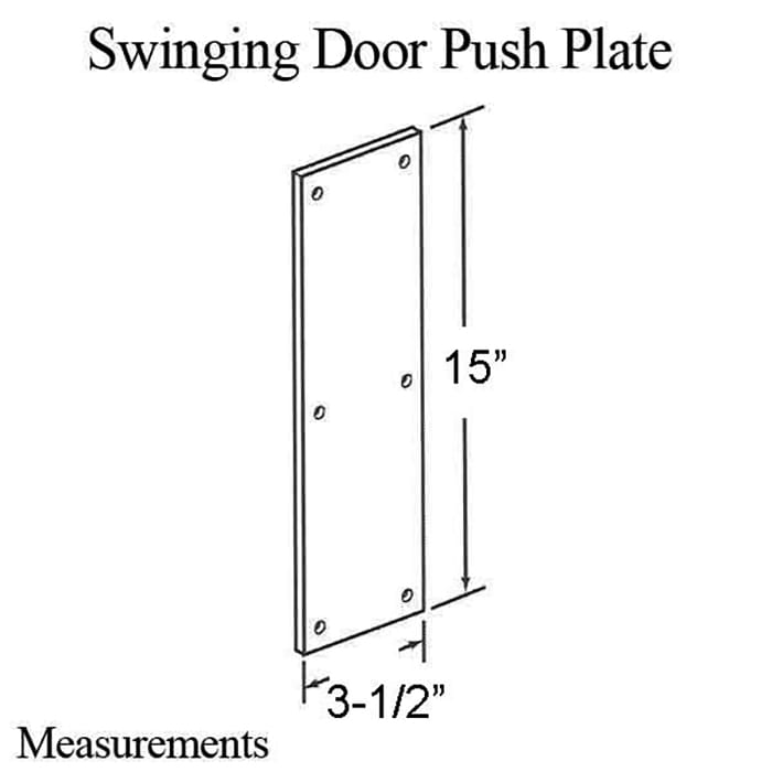 3-1/2 x 15 Push Plate,  Aluminum, Brass, Stainless Steel - 3-1/2 x 15 Push Plate,  Aluminum, Brass, Stainless Steel