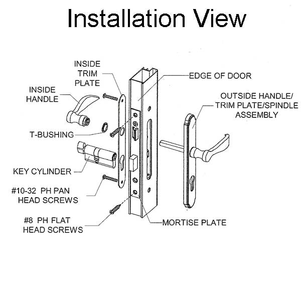 Storm Door Complete Mortise Lock and Handle with 0.875 Inch Backset - Storm Door Complete Mortise Lock and Handle with 0.875 Inch Backset