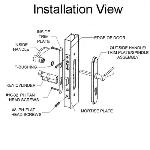 Storm Door Complete Mortise Lock and Handle with 0.875 Inch Backset - Storm Door Complete Mortise Lock and Handle with 0.875 Inch Backset