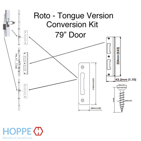 Tongue Version Replacement Kit for Discontinued Roto (Roller or Tongue), and HOPPE (Tongue) - Tongue Version Replacement Kit for Discontinued Roto (Roller or Tongue), and HOPPE (Tongue)