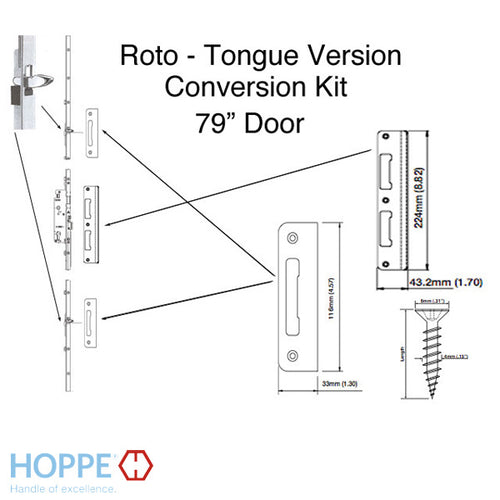 Tongue Version Replacement Kit for Discontinued Roto (Roller or Tongue), and HOPPE (Tongue) - Tongue Version Replacement Kit for Discontinued Roto (Roller or Tongue), and HOPPE (Tongue)