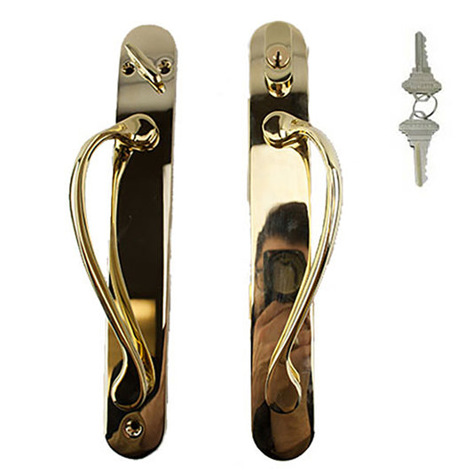 Marvin, Old Style Keyed Sliding Active Door Trim - Polished Brass - Discontinued