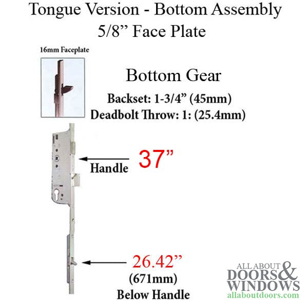 Hoppe 16mm Manual Tongue 45/92 Gear, 37