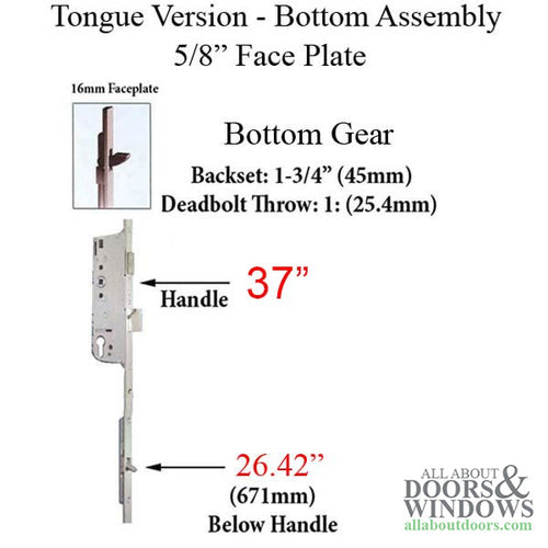 Hoppe 16mm Manual Tongue 45/92 Gear, 37