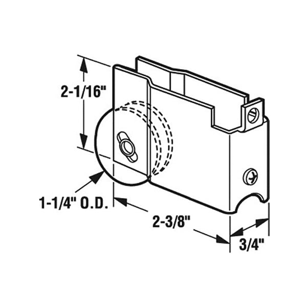 Sliding Glass Door Roller For Mid Continental Doors 1.25 Inch Steel Roller With Adjustable F Tab Metal Housing - Sliding Glass Door Roller For Mid Continental Doors 1.25 Inch Steel Roller With Adjustable F Tab Metal Housing