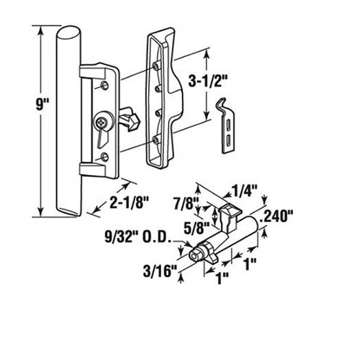 Sliding Patio Door Handle Set With Thumbturn Black Metal With Wood Finish - Sliding Patio Door Handle Set With Thumbturn Black Metal With Wood Finish