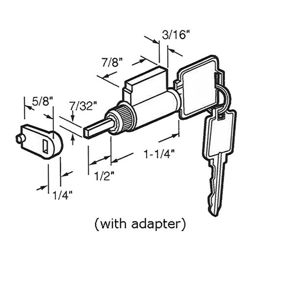 Cylinder Lock - Sliding Patio Door, 5 Pin Tumbler - Keyed Different - Cylinder Lock - Sliding Patio Door, 5 Pin Tumbler - Keyed Different