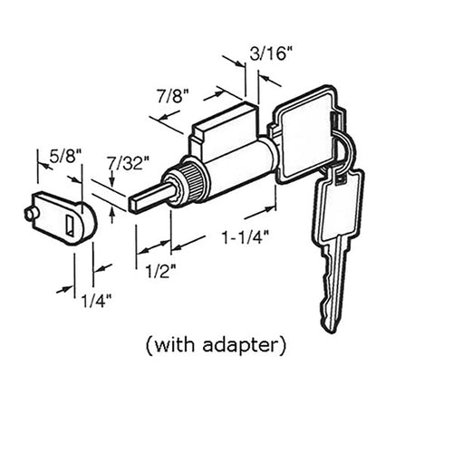 Cylinder Lock - Sliding Patio Door, 5 Pin Tumbler - Keyed Different - Cylinder Lock - Sliding Patio Door, 5 Pin Tumbler - Keyed Different