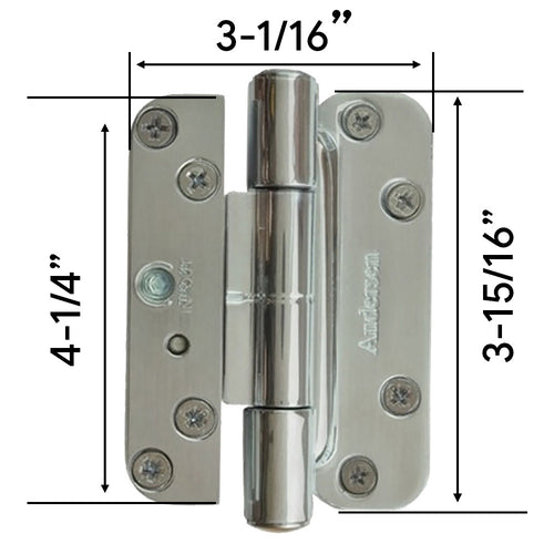 Andersen 4 Hinge Kit, Left Hand (2005-Present) - Brushed Chrome - Andersen 4 Hinge Kit, Left Hand (2005-Present) - Brushed Chrome