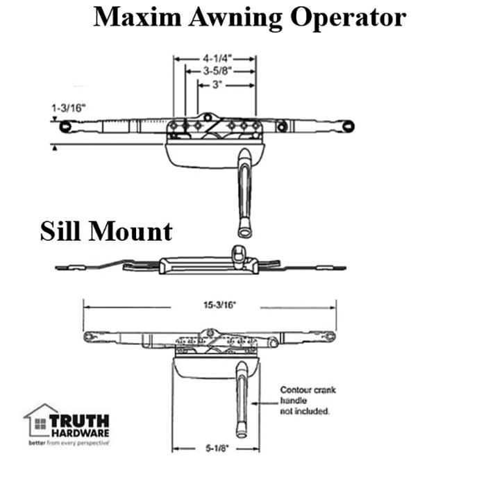 Truth 51.00.xx Maxim Awning Window Operator, Sill Mount - Chestnut Bronze - Truth 51.00.xx Maxim Awning Window Operator, Sill Mount - Chestnut Bronze