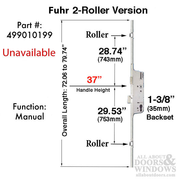 Fuhr 2 Roller Manual Version, 35mm backset - See Replacement Options - Fuhr 2 Roller Manual Version, 35mm backset - See Replacement Options