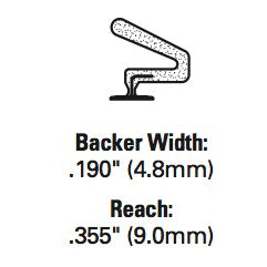 Peachtree Sliding Patio Door C-Fold Type Weatherstrip | .190 T-slot backing .355 Reach - Peachtree Sliding Patio Door C-Fold Type Weatherstrip | .190 T-slot backing .355 Reach