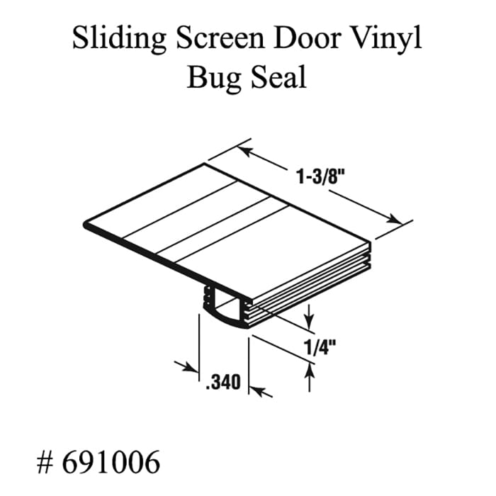 Vinyl Bug Seal for Sliding Screen Door - 7 Foot Roll, Black - Vinyl Bug Seal for Sliding Screen Door - 7 Foot Roll, Black